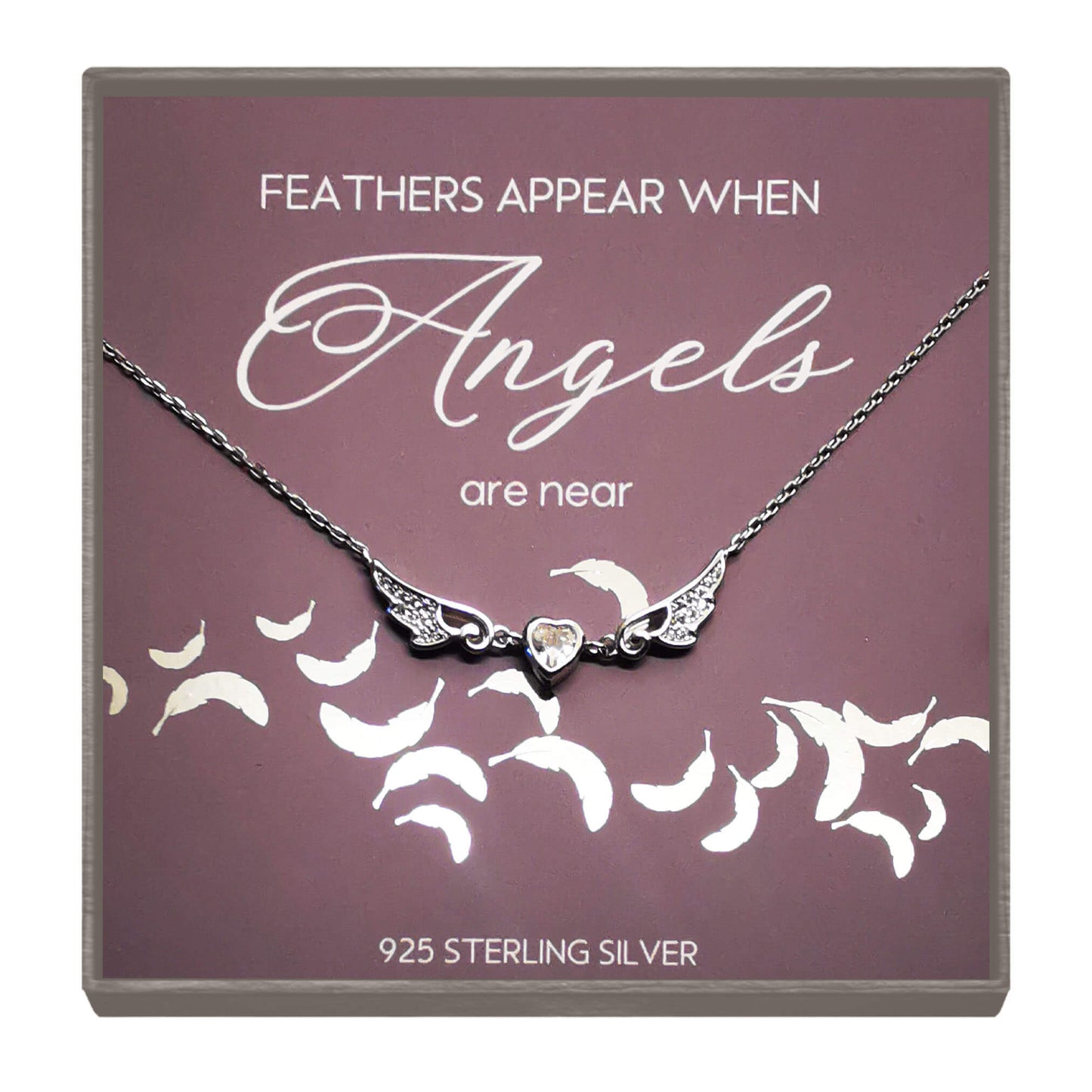 Sterling Silver Angel Wing Necklace with Cubic Zirconia – Memorial Jewellery Gift for Comfort & Remembrance