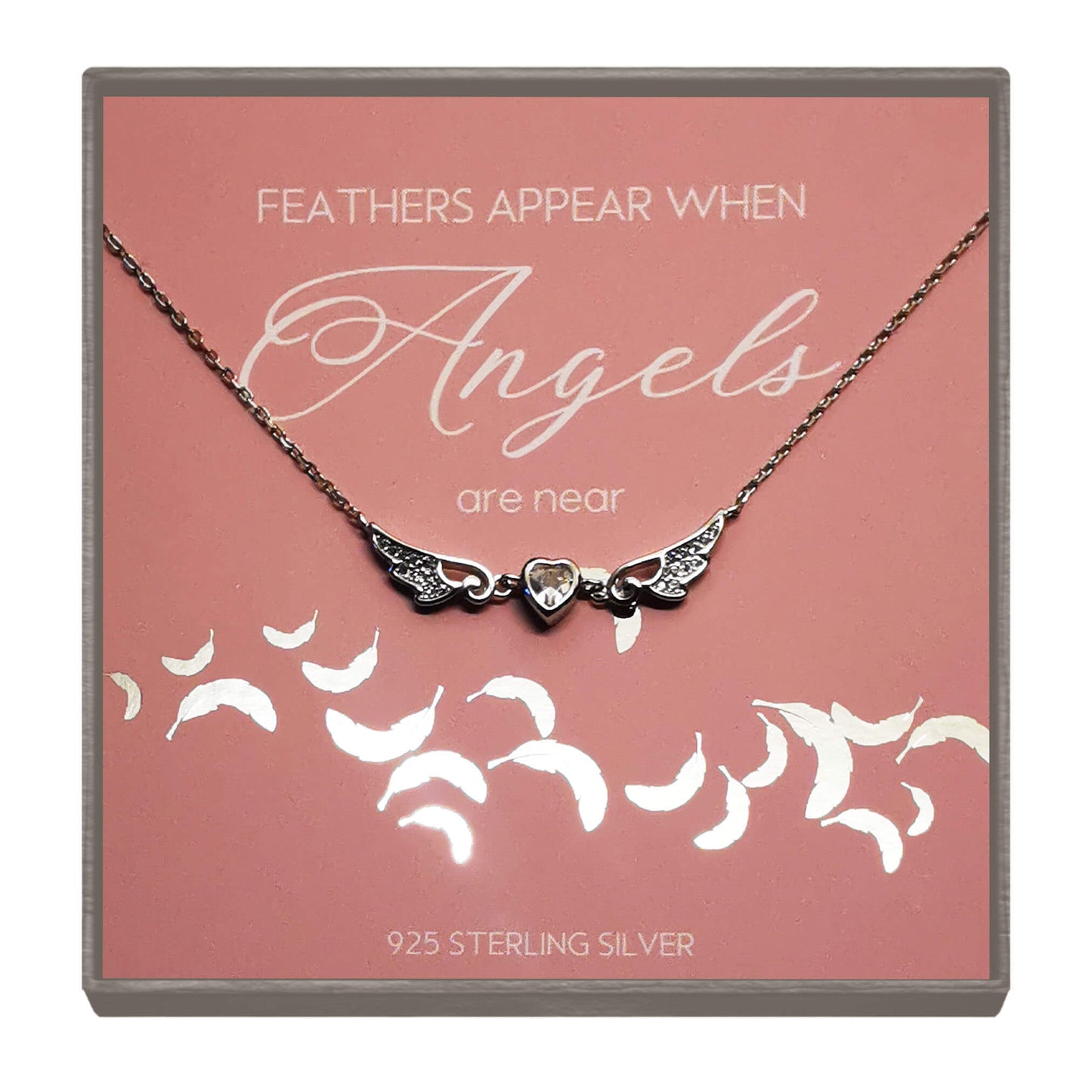 Sterling Silver Angel Wing Necklace with Cubic Zirconia – Memorial Jewellery Gift for Comfort & Remembrance