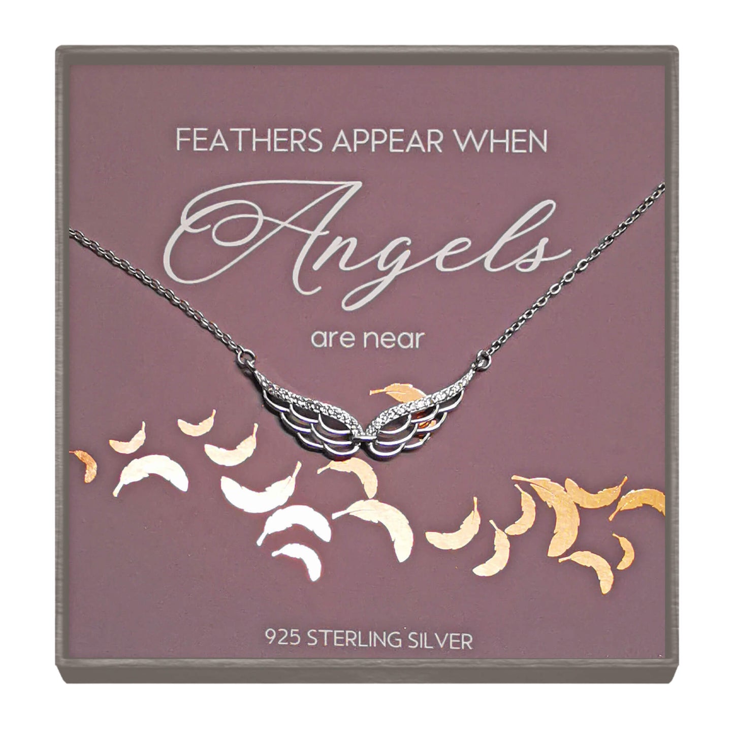 Sterling Silver Double Wing Memorial Necklace with Cubic Zirconia – Comforting Gift for Loss & Remembrance