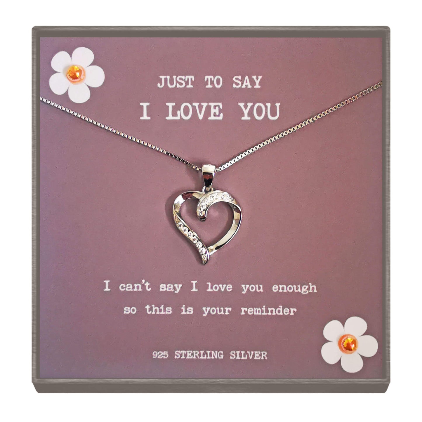 Sterling Silver Heart Necklace with Cubic Zirconia – Elegant Gift for Anniversaries, Birthdays & Special Occasions