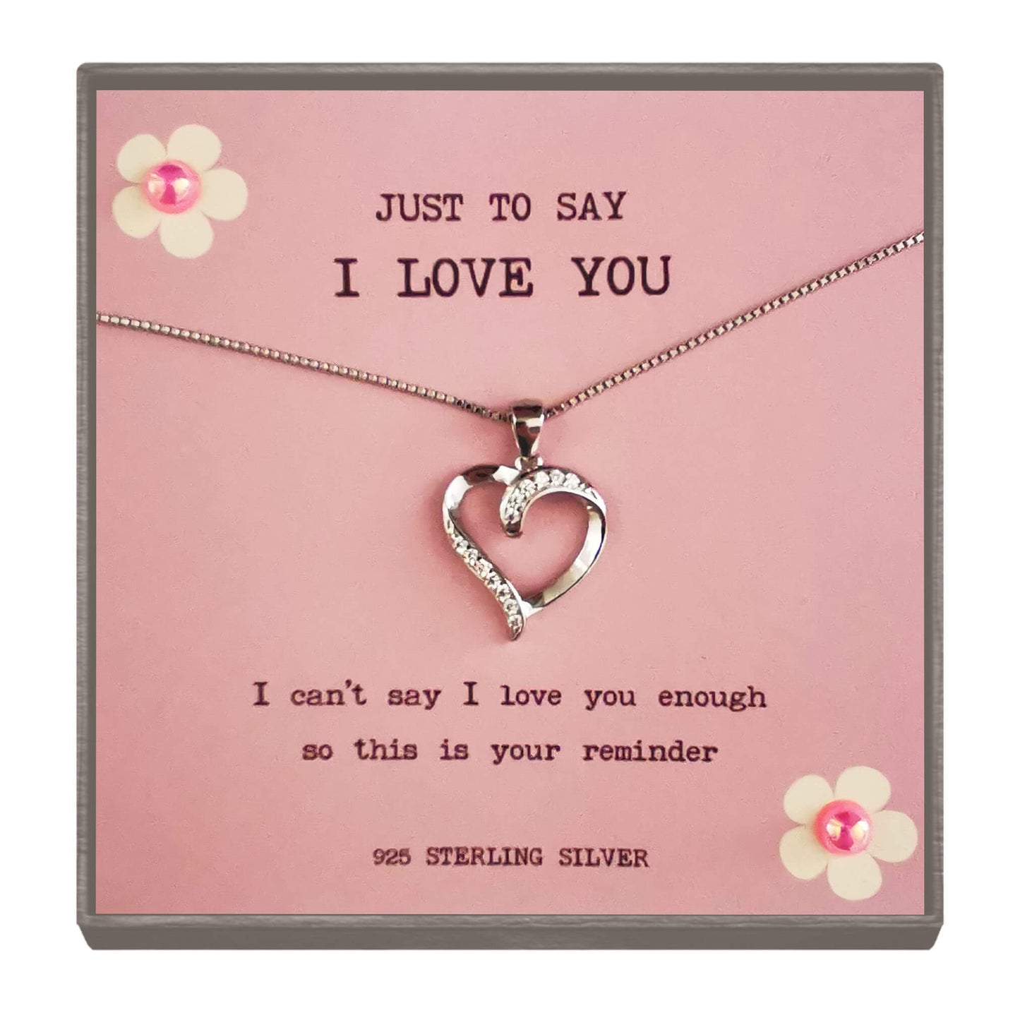 Sterling Silver Heart Necklace with Cubic Zirconia – Elegant Gift for Anniversaries, Birthdays & Special Occasions