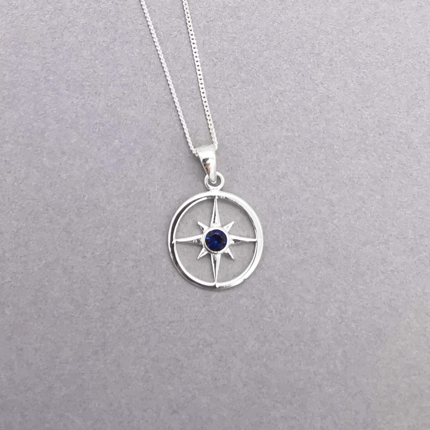 Personalised Sterling Silver North Star Pendant Necklace with Blue Zirconia - Symbol of Guidance and Appreciation