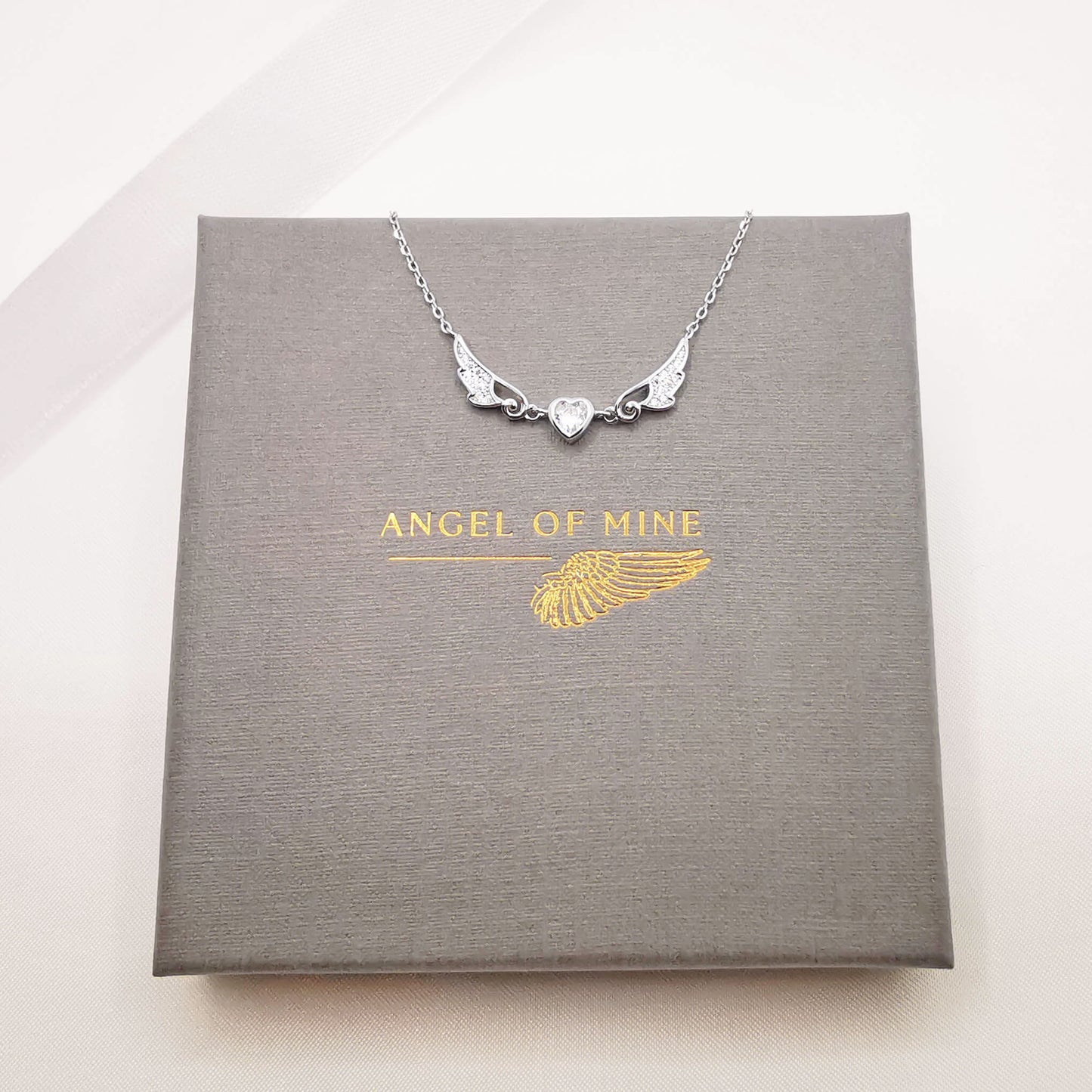 Sterling Silver Angel Wing Necklace with Cubic Zirconia – Memorial Jewellery Gift for Comfort & Remembrance