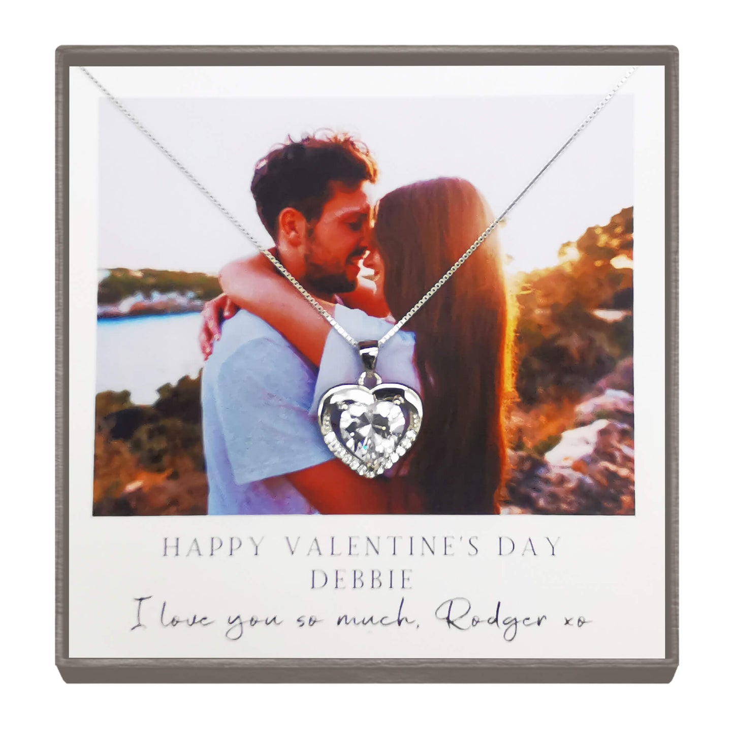 "Forever Yours" Personalized Sterling Silver Heart-Shaped Photo Necklace