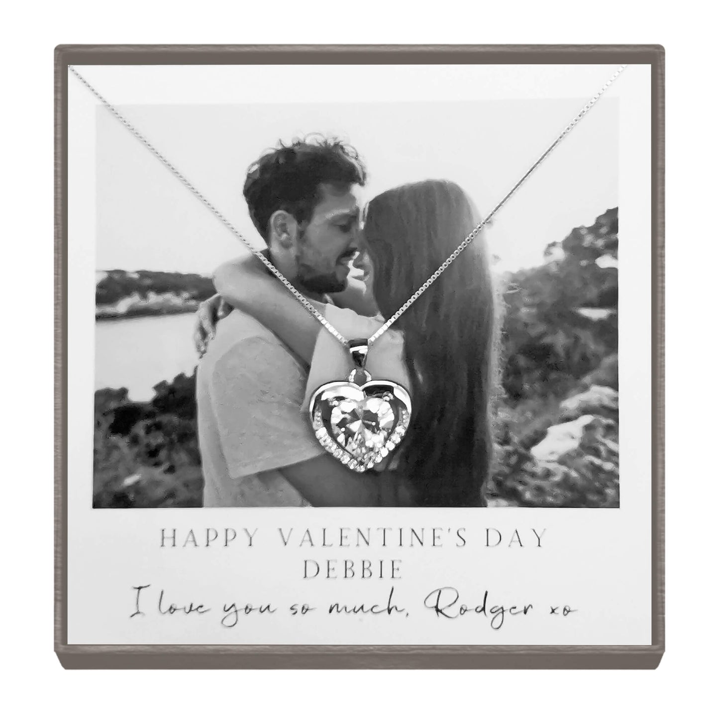 "Forever Yours" Personalized Sterling Silver Heart-Shaped Photo Necklace