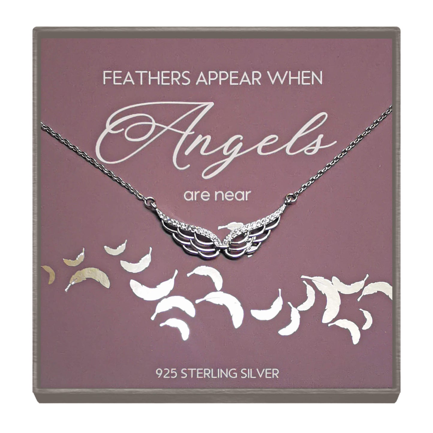 Sterling Silver Double Wing Memorial Necklace with Cubic Zirconia – Comforting Gift for Loss & Remembrance