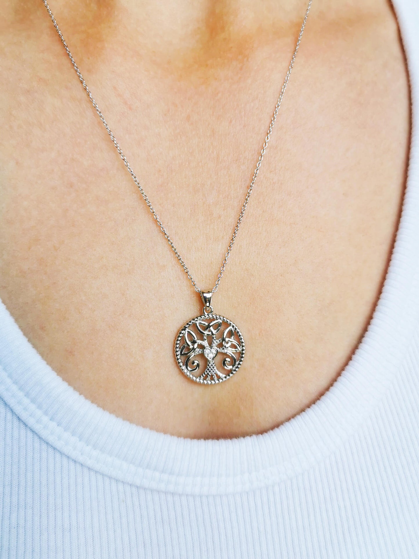 925 Sterling Silver Celtic Pendant Necklace with Micro Zirconia – Irish Blessing for Love, Faith, and Protection – Meaningful Celtic Jewellery Gift