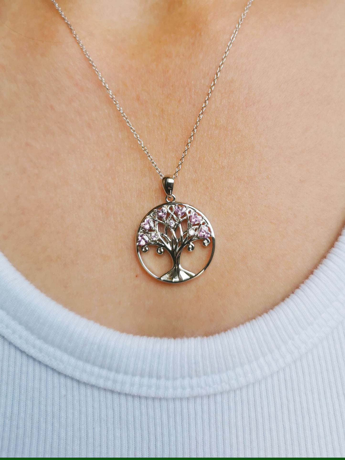 Sterling Silver Eternal Roots Pendant with Pink Zircon – A Timeless Family Gift for Every Occasion