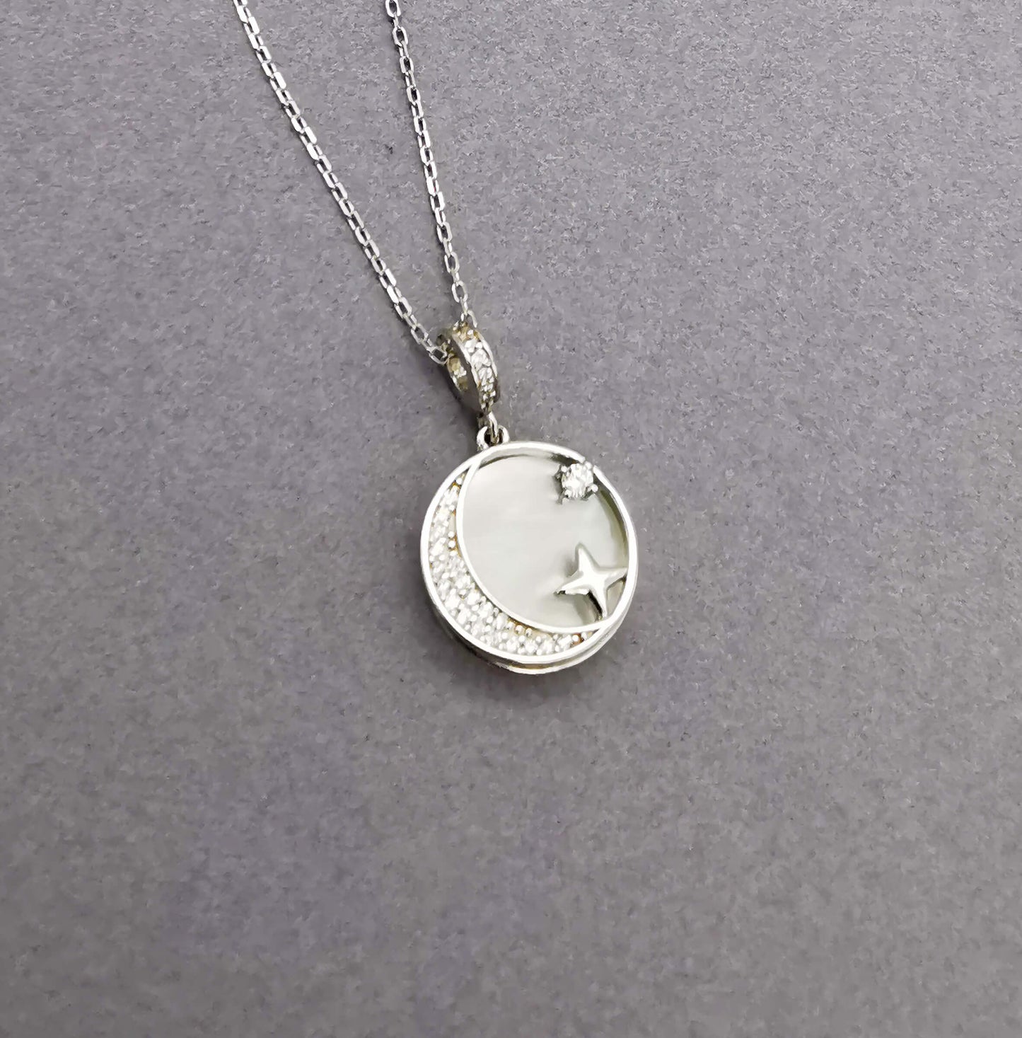 "Celestial Path" Silver Moon & Star Necklace