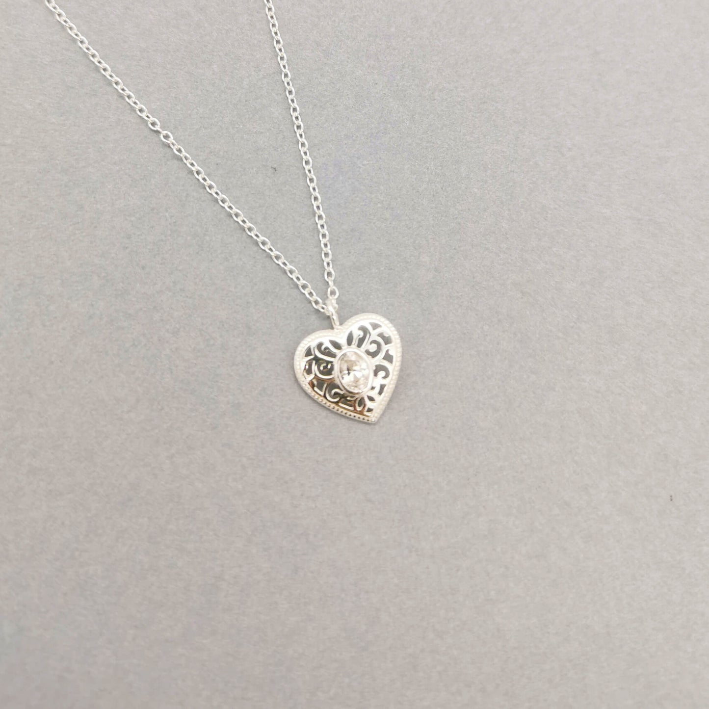 Celtic Embrace - Sterling Silver Minimalist Heart Pendant Necklace with Cubic Zirconia