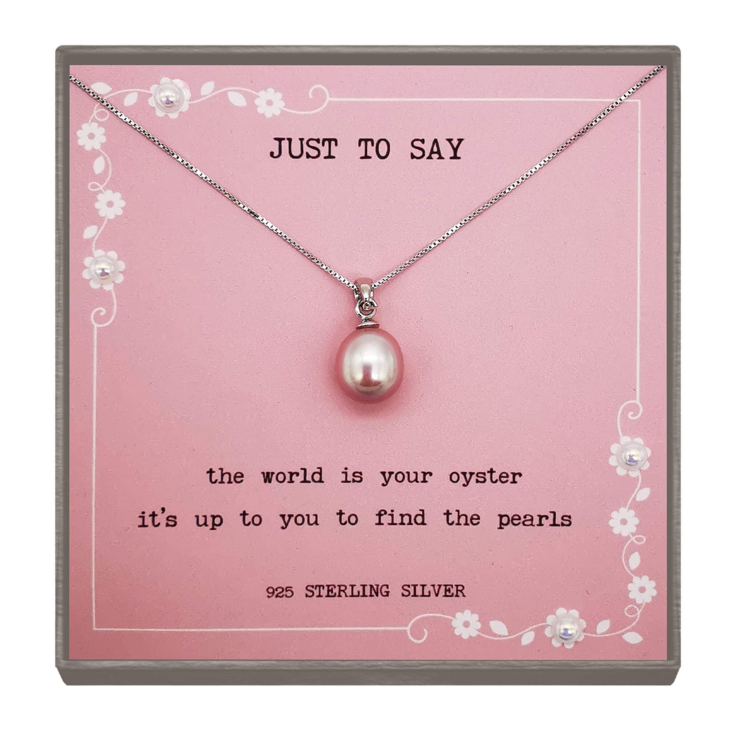 Sterling Silver Natural Pearl Necklace with Inspirational Quote – Motivational Gift for Loved Ones