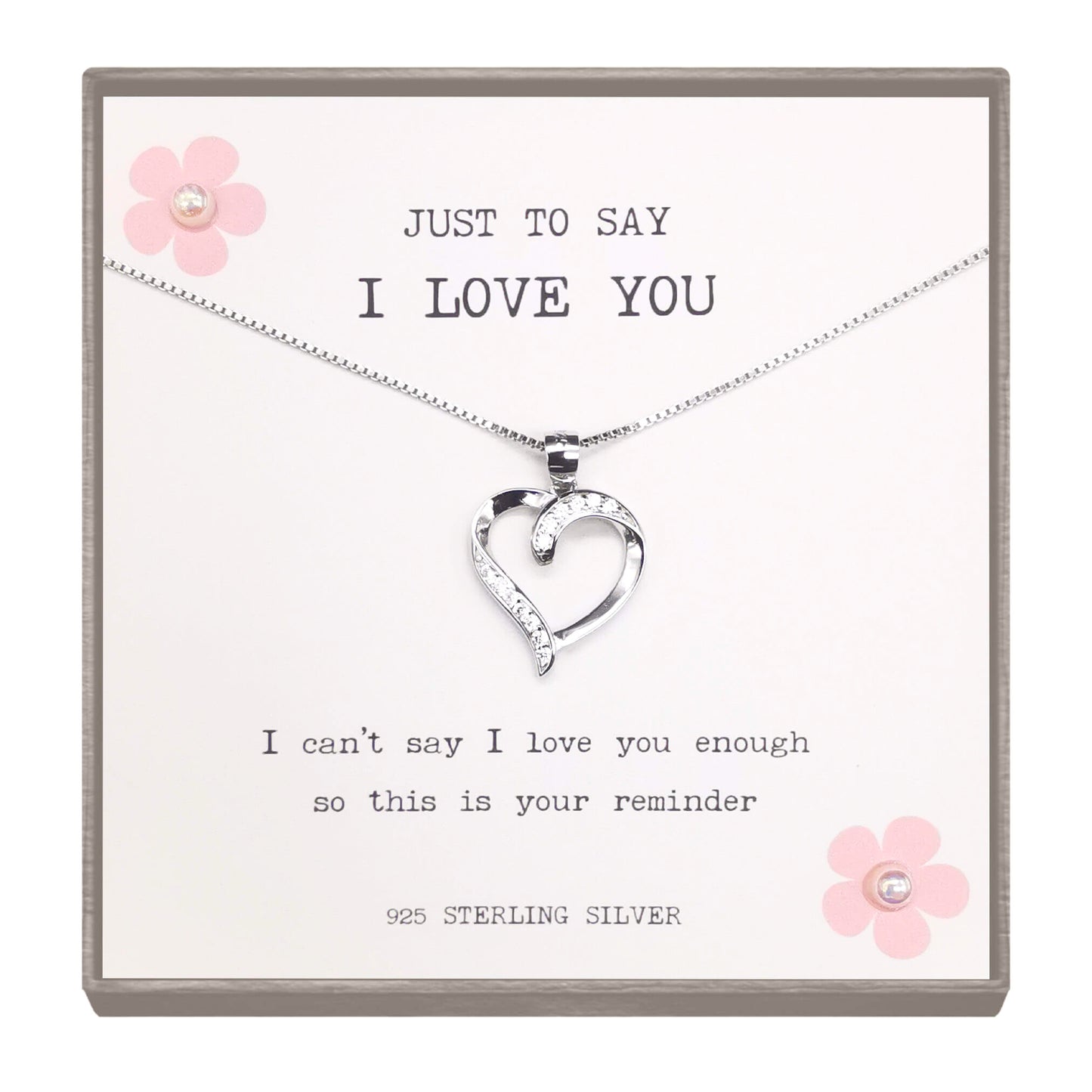 Sterling Silver Heart Necklace with Cubic Zirconia – Elegant Gift for Anniversaries, Birthdays & Special Occasions
