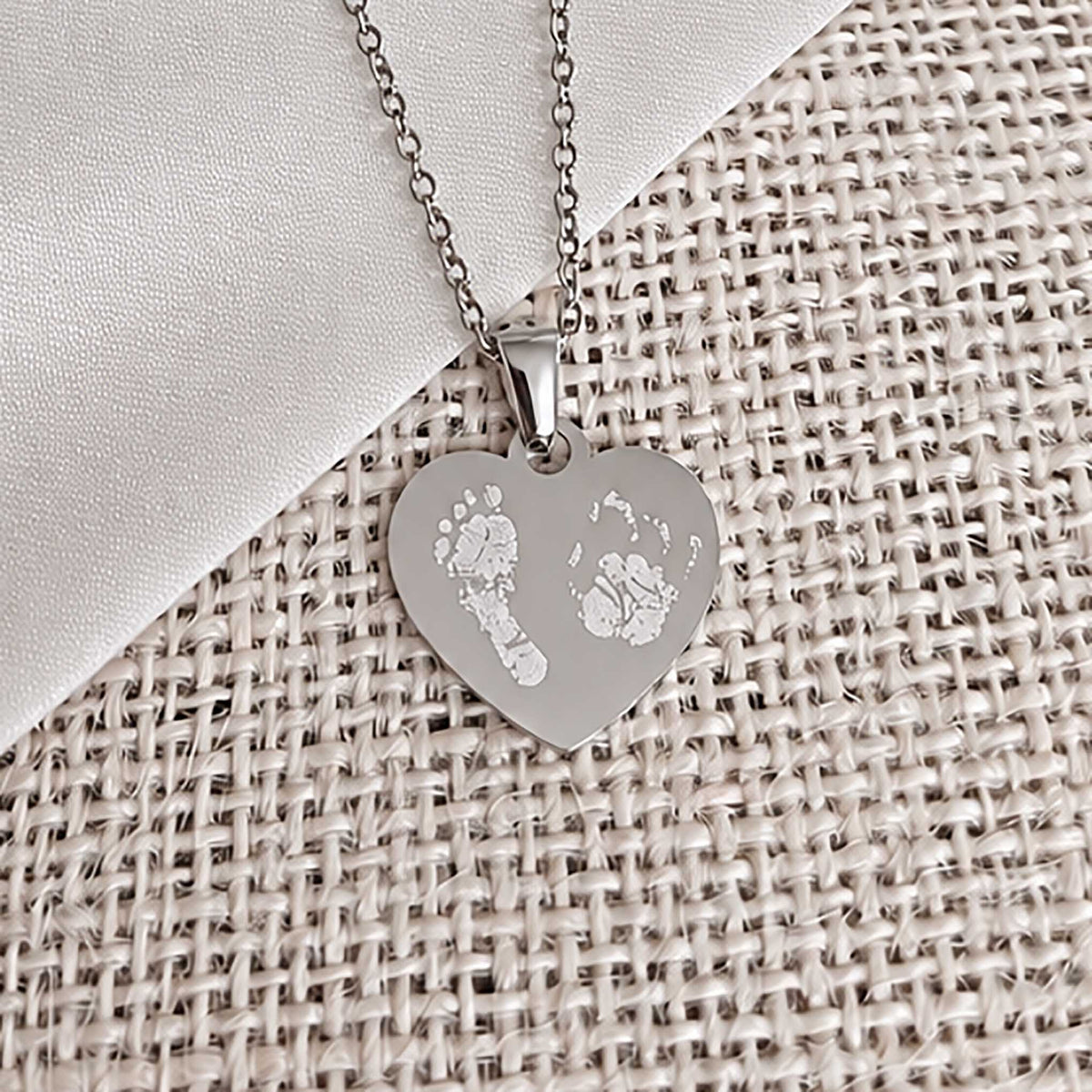Personalised Baby Loss & Twin Loss Memorial Necklace – Double Footprint or Handprint Engraving