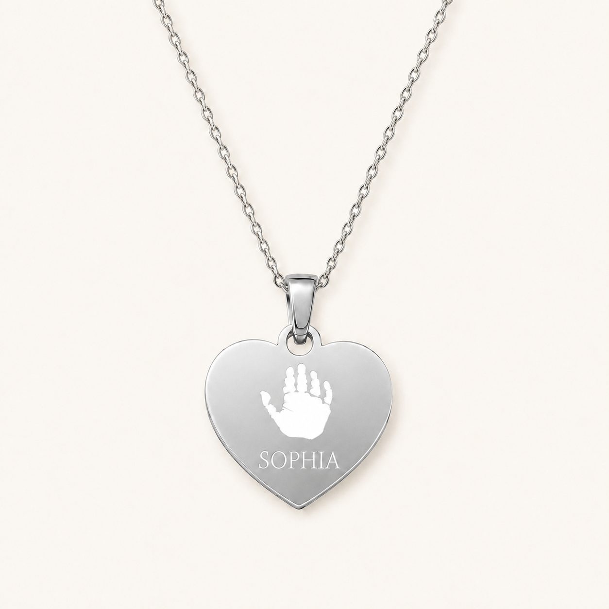 Personalised Baby Handprint Necklace | Engraved Newborn Keepsake Gift
