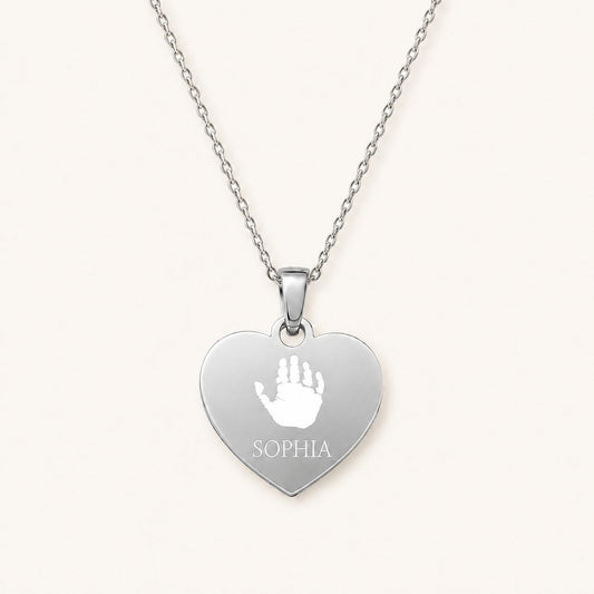 Personalised Baby Handprint Necklace | Engraved Newborn Keepsake Gift