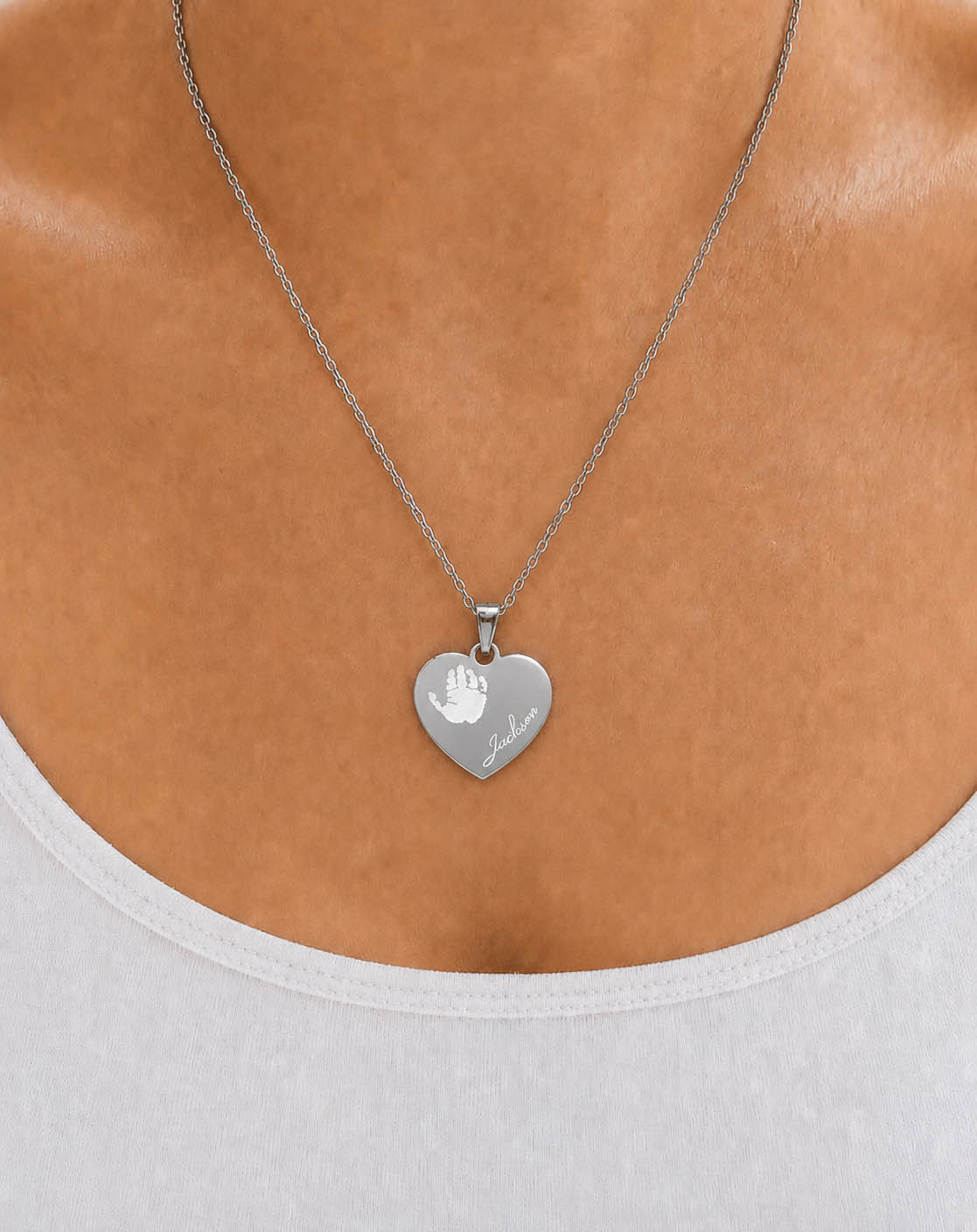 Personalised Baby Handprint Memorial Necklace – Actual Handprint Engraving