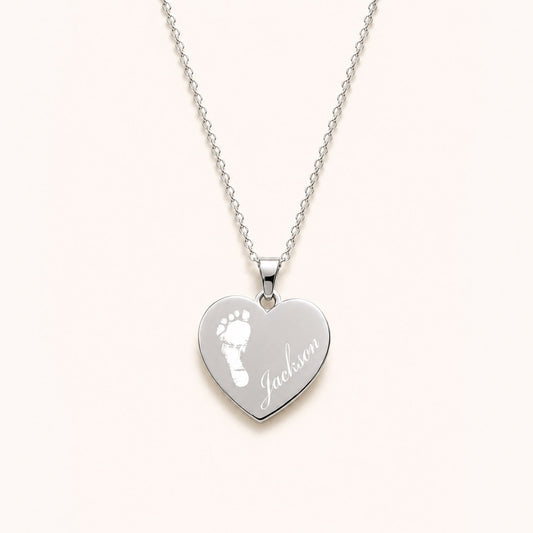 Personalised Baby Footprint Memorial Necklace – Your Baby's Actual Footprint Engraving