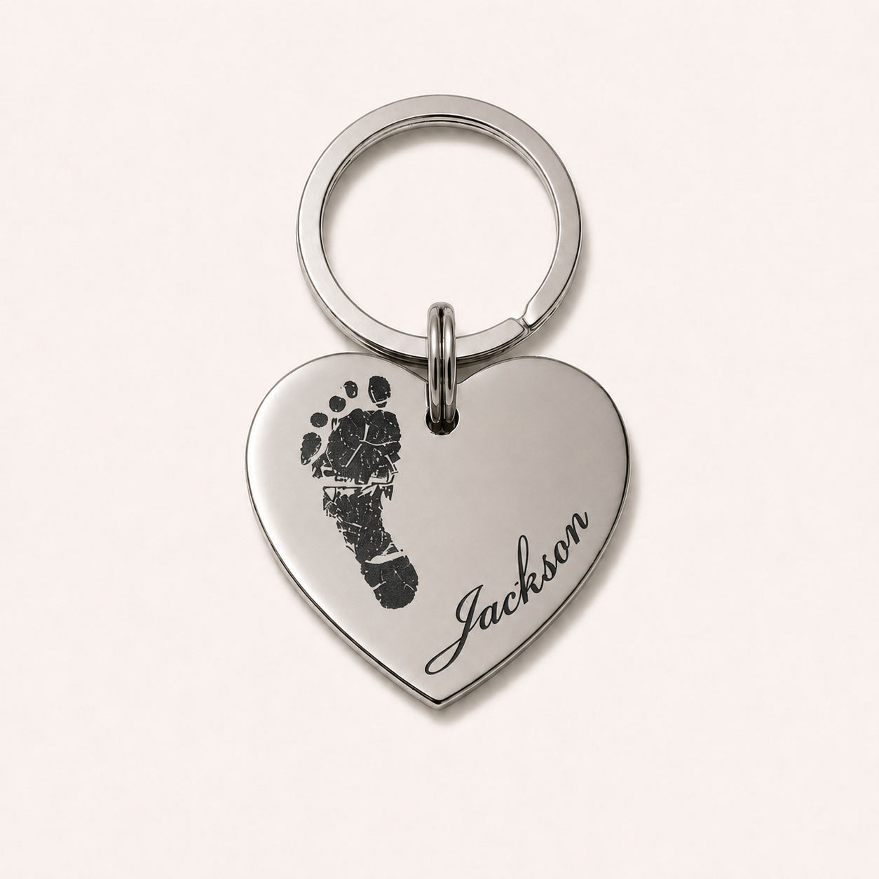 Personalised Real Baby Footprint Heart Keyring | Engraved from Your Actual Footprint