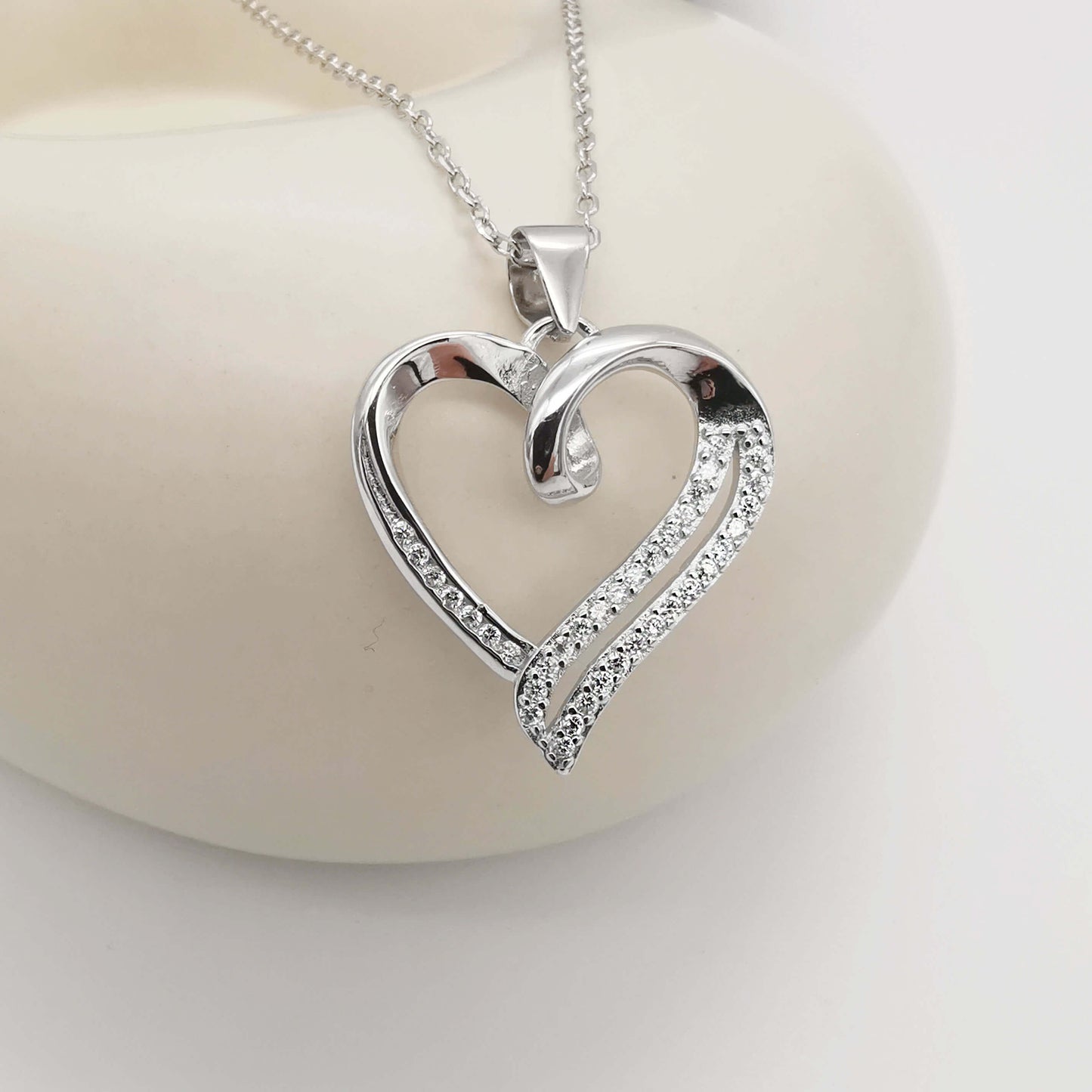 "Grace & Gratitude" Sterling Silver Heart Pendant Necklace – For Your Mother In Law