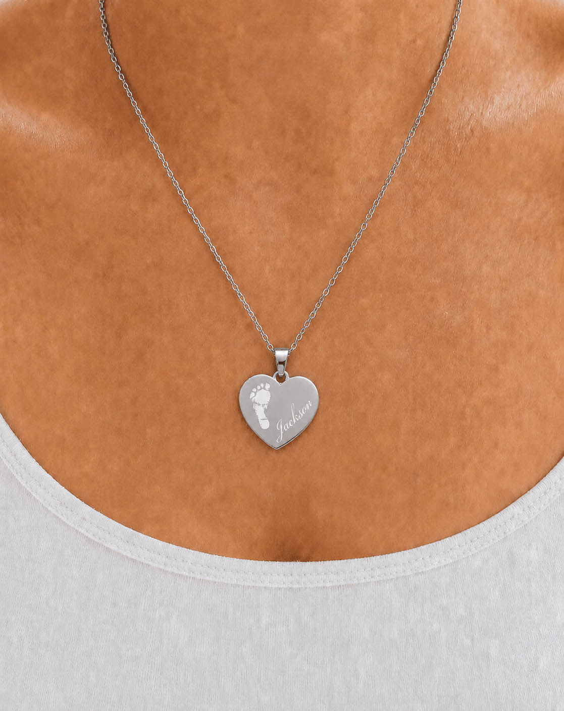 Personalised Baby Footprint Memorial Necklace – Your Baby's Actual Footprint Engraving