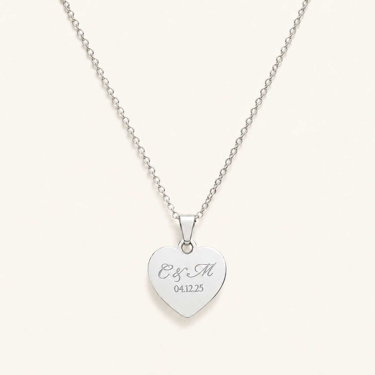 Personalised Initials & Date Heart Necklace | Engagement & Wedding Date Necklace | A Moment to Hold Forever