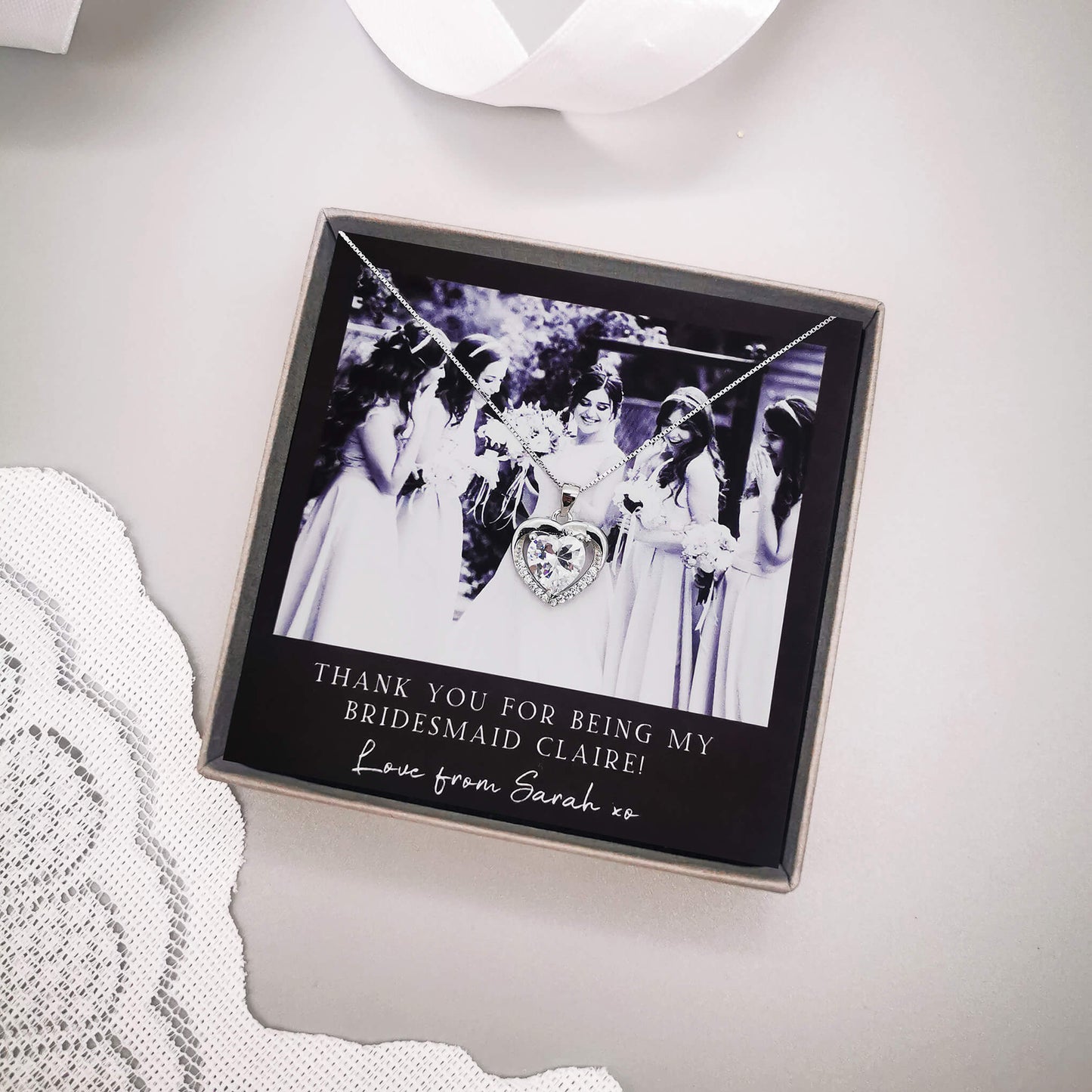 Personalized Bridesmaid Photo Necklace – A Cherished Memento of Your Special Day