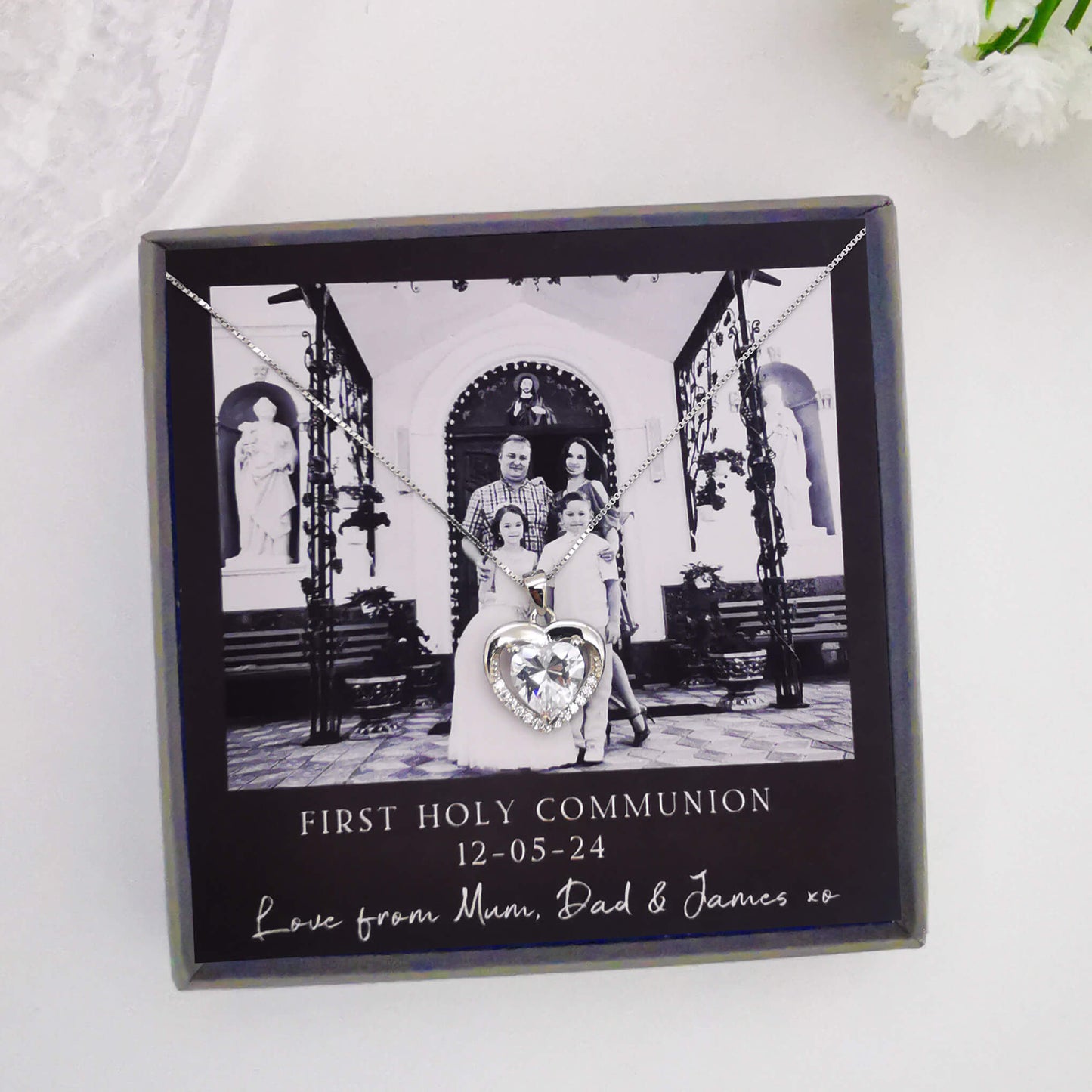 Personalized First Holy Communion Photo Necklace – A Cherished Keepsake