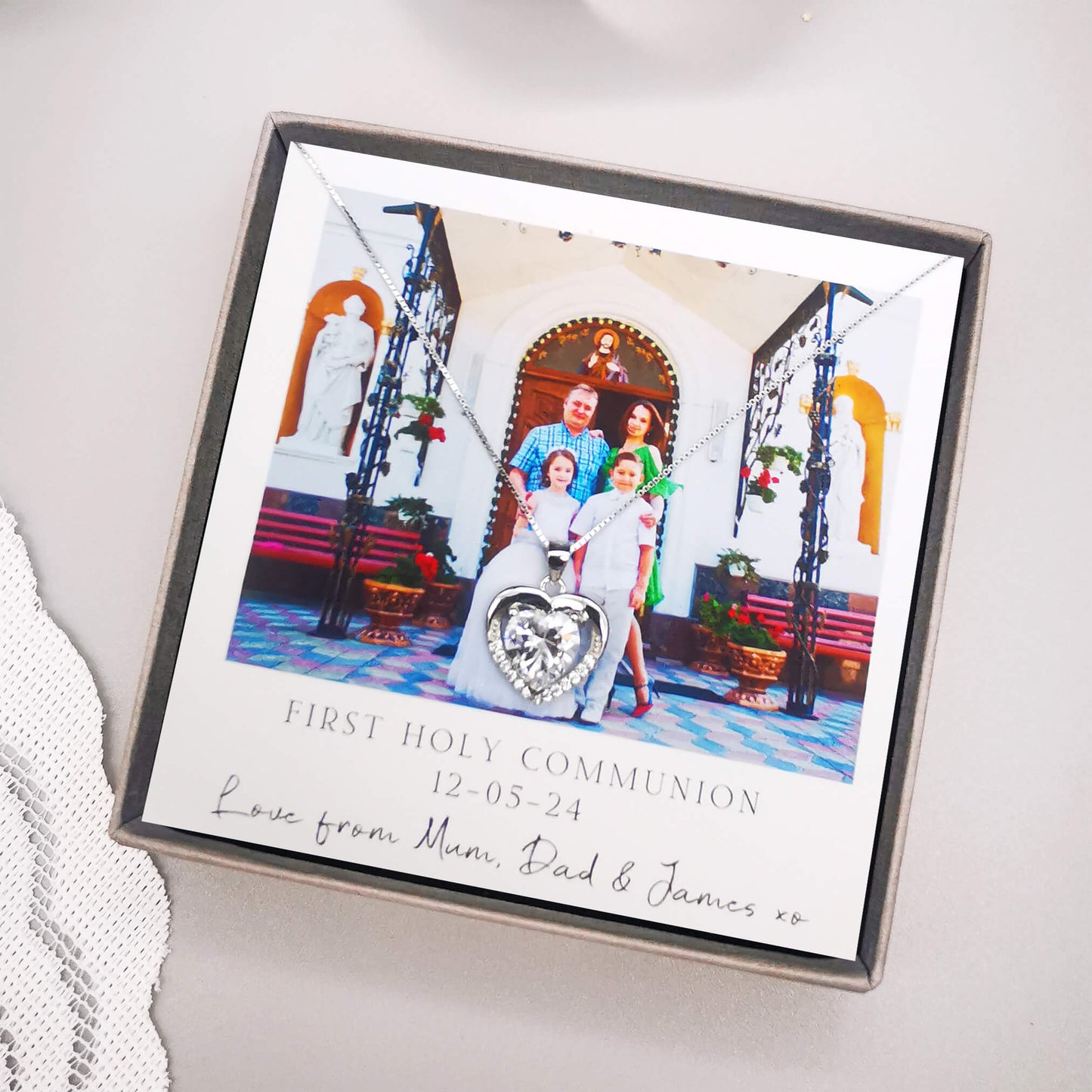 Personalized First Holy Communion Photo Necklace – A Cherished Keepsake