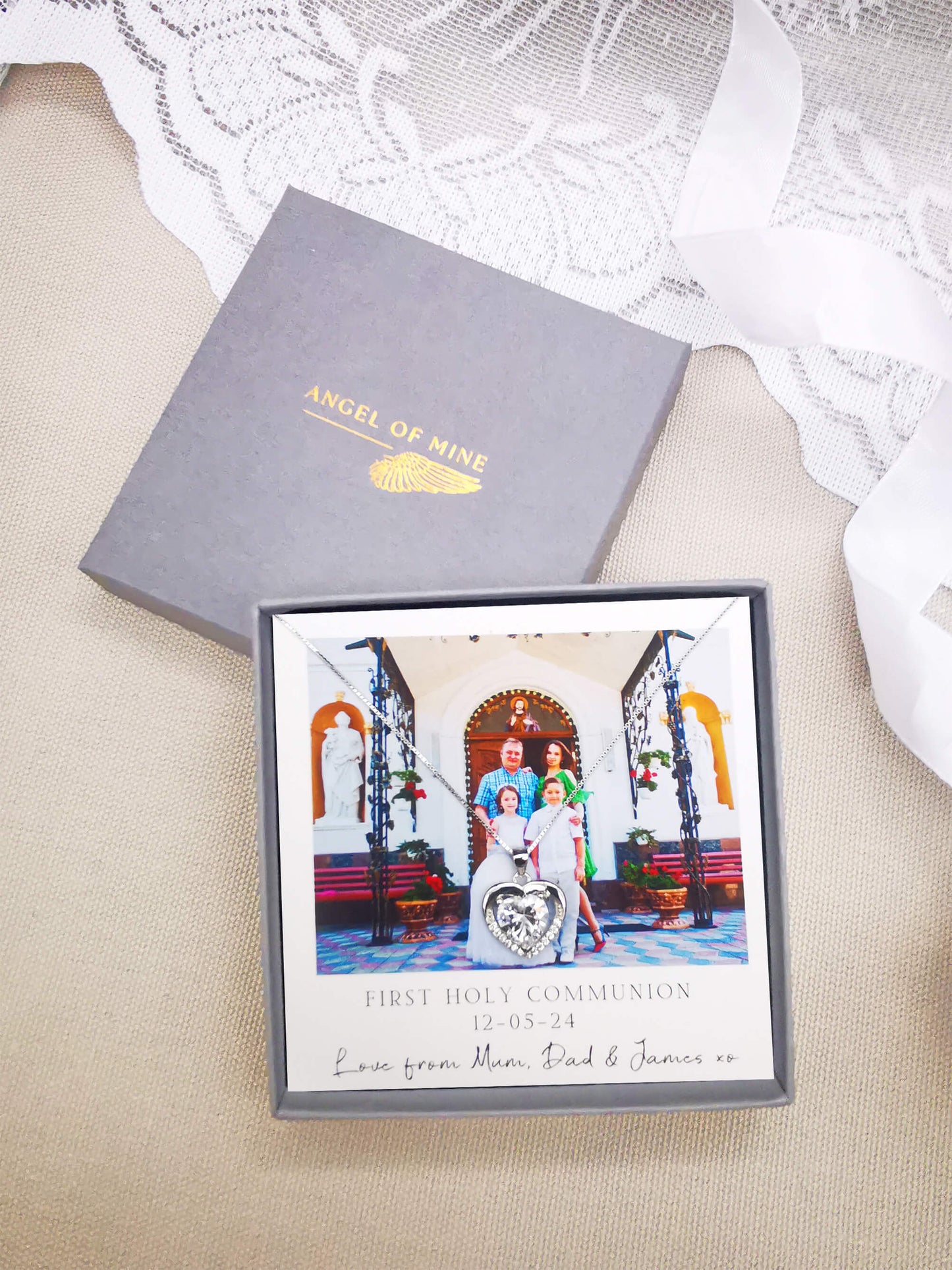 Personalized First Holy Communion Photo Necklace – A Cherished Keepsake