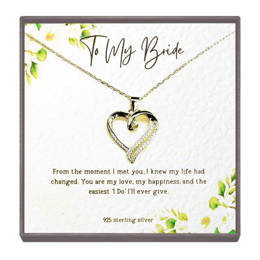 "To My Forever" Sterling Silver Heart Pendant Necklace – Wedding Gift for the Bride