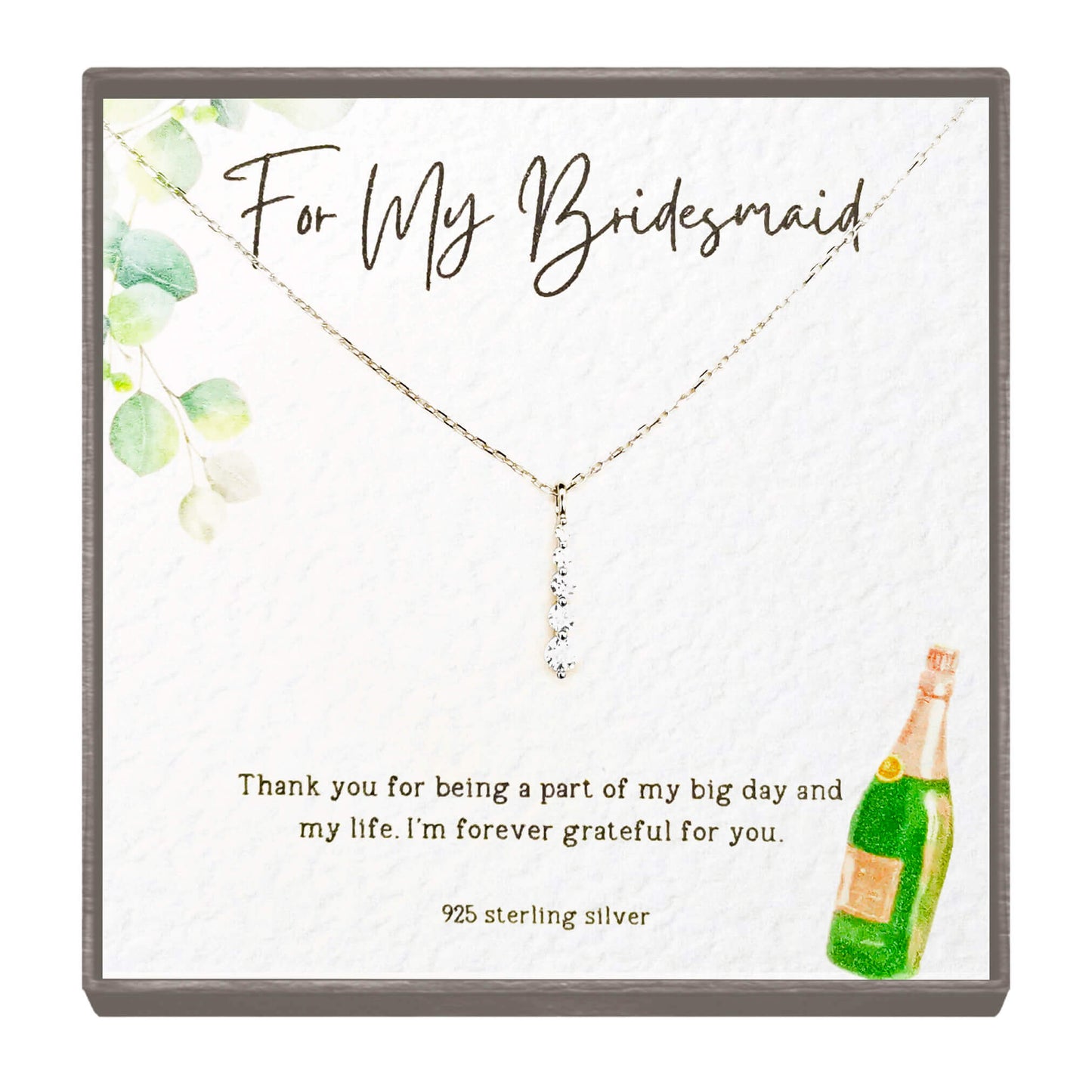 “With Gratitude” Gold Vertical Drop Necklace – A Thank You Gift for Your Bridesmaid