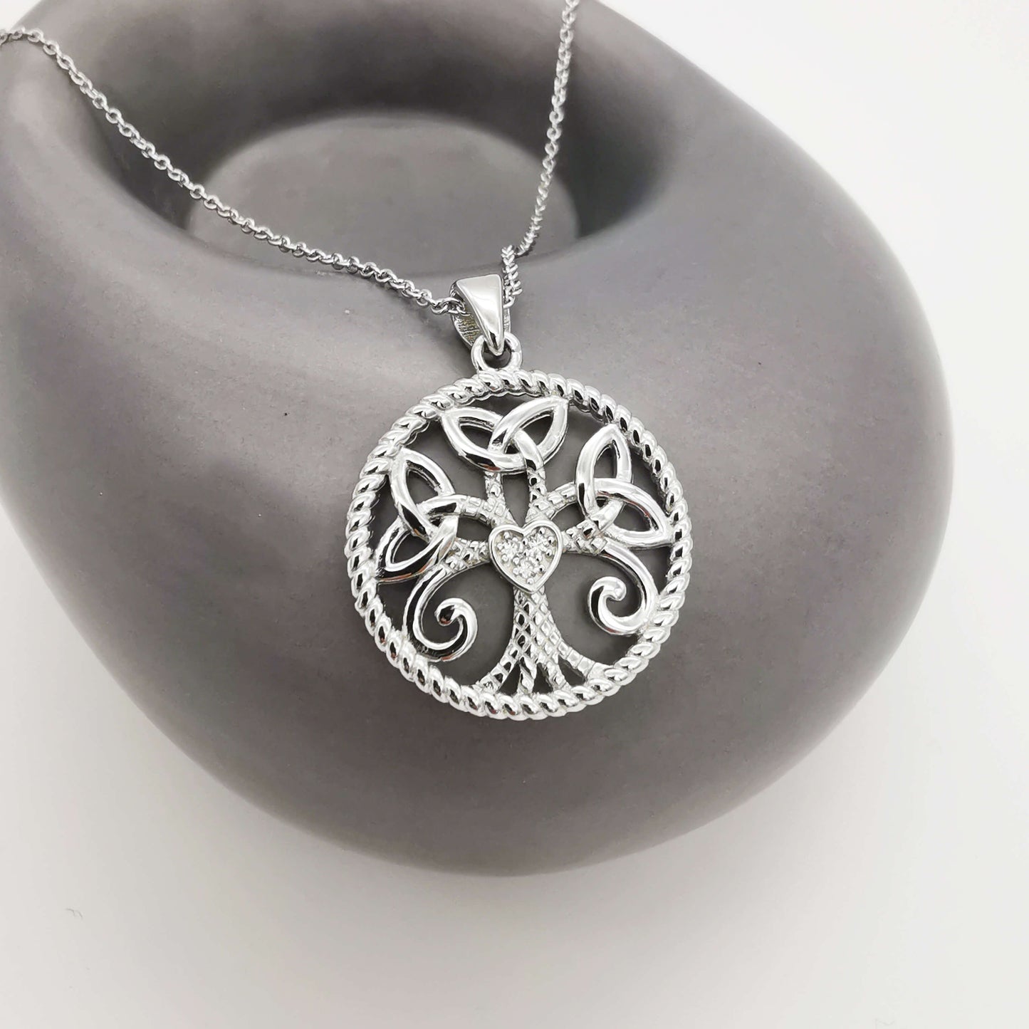 925 Sterling Silver Celtic Pendant Necklace with Micro Zirconia – Irish Blessing for Love, Faith, and Protection – Meaningful Celtic Jewellery Gift
