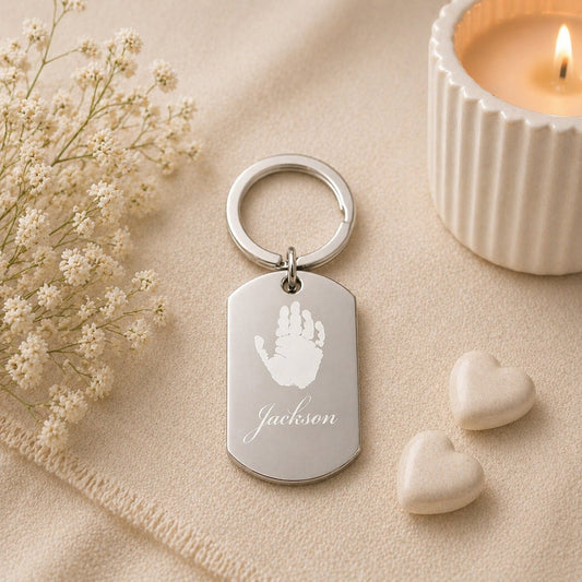 Baby Handprint Keyring (Actual Handprint) — Personalised Memorial Keepsake