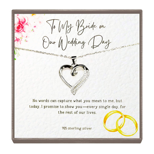 “Forever Starts Today” Sterling Silver Heart Pendant Necklace – For Your Bride