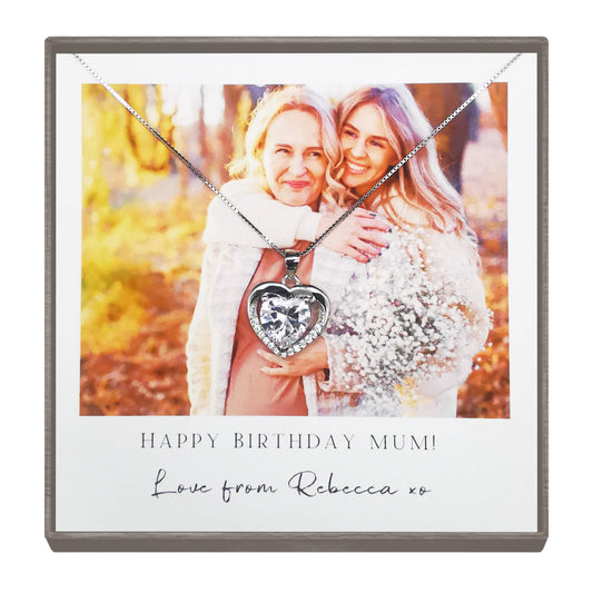 "A Mother's Love" Personalized Birthday Photo Necklace for Mum