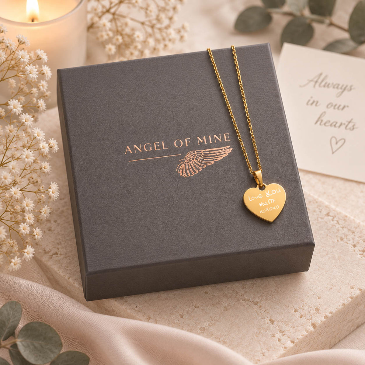 Child’s Handwriting Memorial Necklace – Personalised Engraved Keepsake