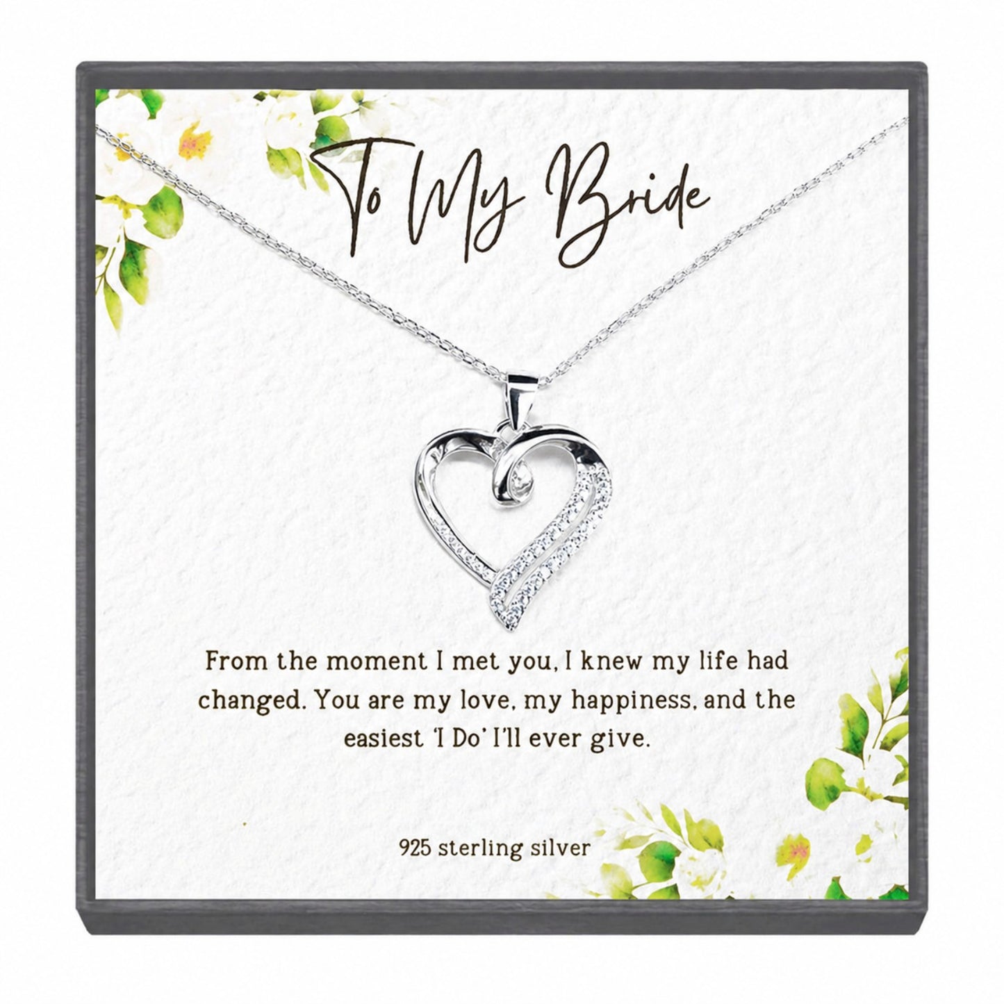 "To My Forever" Sterling Silver Heart Pendant Necklace – Wedding Gift for the Bride