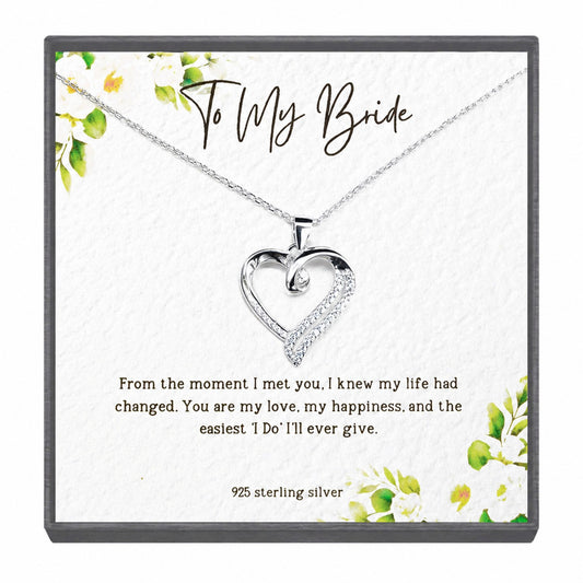 "To My Forever" Sterling Silver Heart Pendant Necklace – Wedding Gift for the Bride