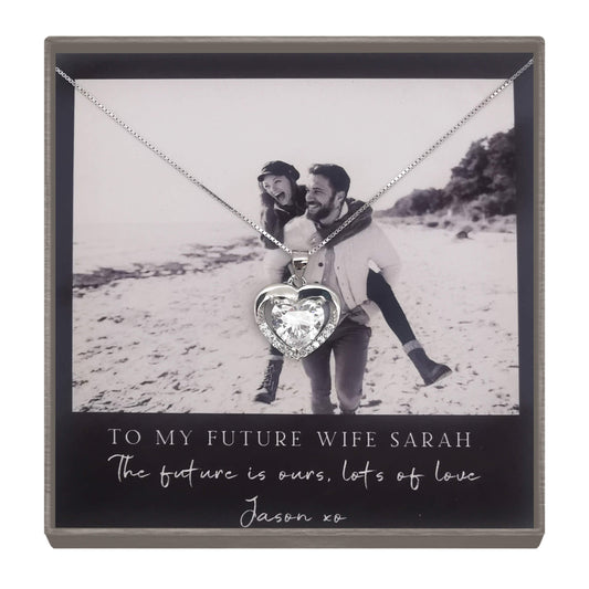 "Forever My Love" Personalized Heart-Shaped Photo Necklace for Your Bride