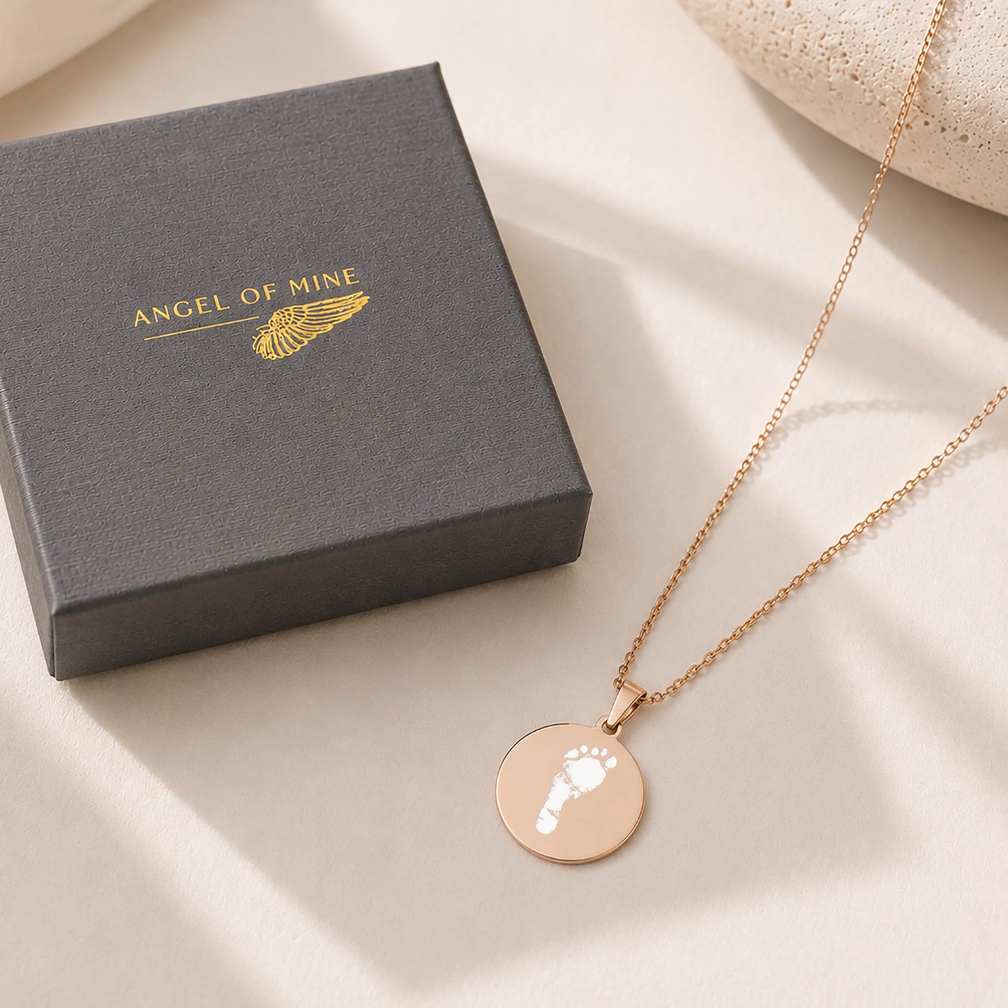 Baby's Actual Footprint Memorial Necklace with Name Engraving – Miscarriage & Stillbirth Gift