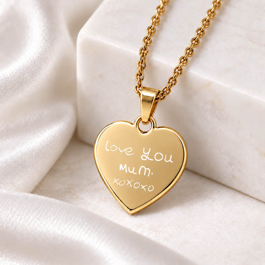 Child’s Handwriting Memorial Necklace – Personalised Engraved Keepsake
