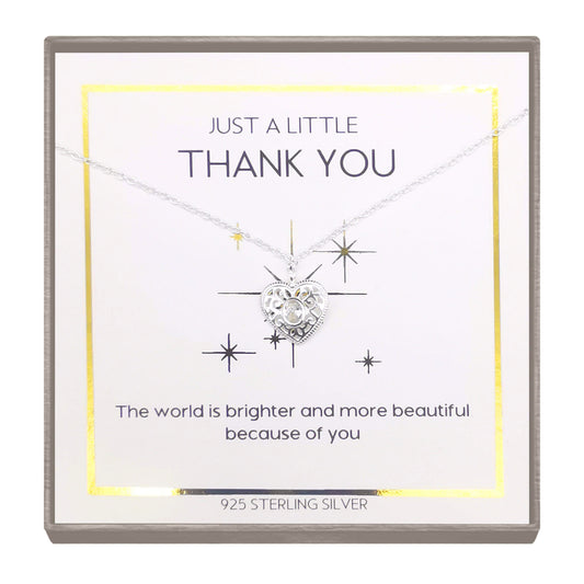 Sterling Silver Minimalist Heart Pendant Necklace with Cubic Zirconia – Thoughtful Thank-You Gift for Loved Ones