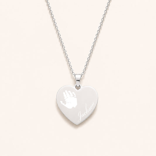 Personalised Baby Handprint Memorial Necklace – Actual Handprint Engraving