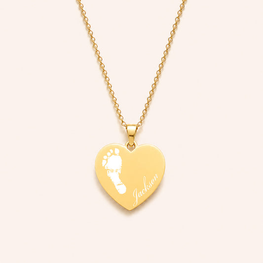 Personalised Baby Footprint Memorial Necklace – Your Baby's Actual Footprint Engraving