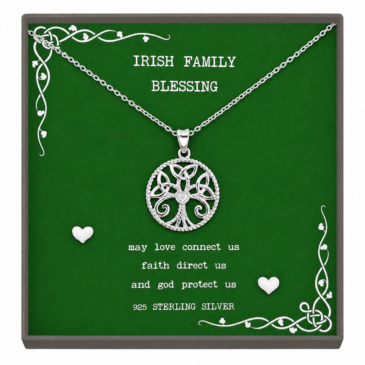 925 Sterling Silver Celtic Pendant Necklace with Micro Zirconia – Irish Blessing for Love, Faith, and Protection – Meaningful Celtic Jewellery Gift