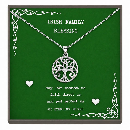 925 Sterling Silver Celtic Pendant Necklace with Micro Zirconia – Irish Blessing for Love, Faith, and Protection – Meaningful Celtic Jewellery Gift