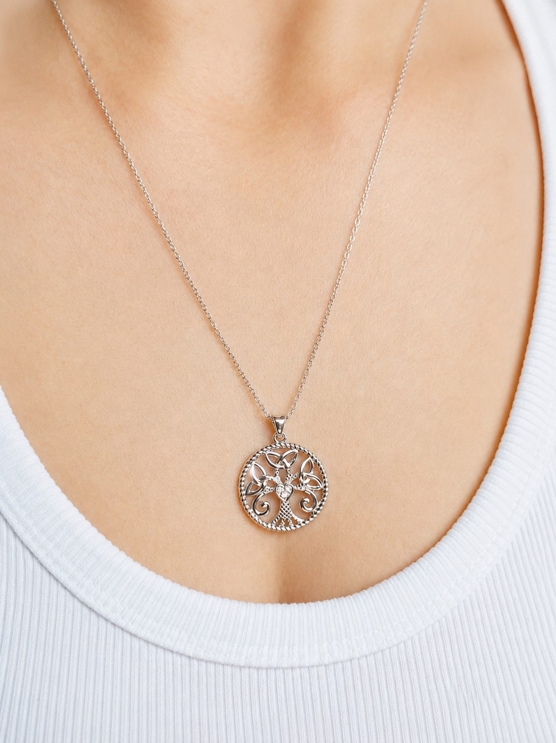 925 Sterling Silver Celtic Pendant Necklace with Micro Zirconia – Irish Blessing for Love, Faith, and Protection – Meaningful Celtic Jewellery Gift