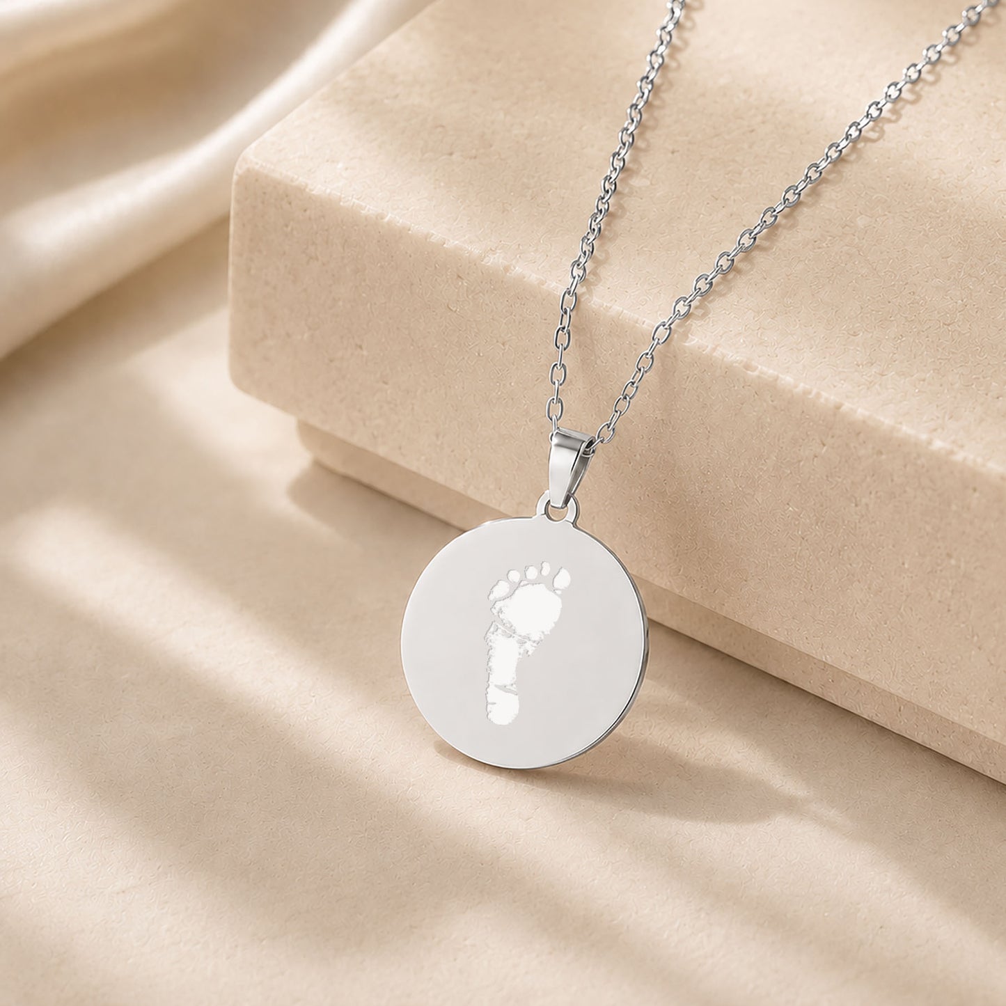 Baby's Actual Footprint Memorial Necklace with Name Engraving – Miscarriage & Stillbirth Gift