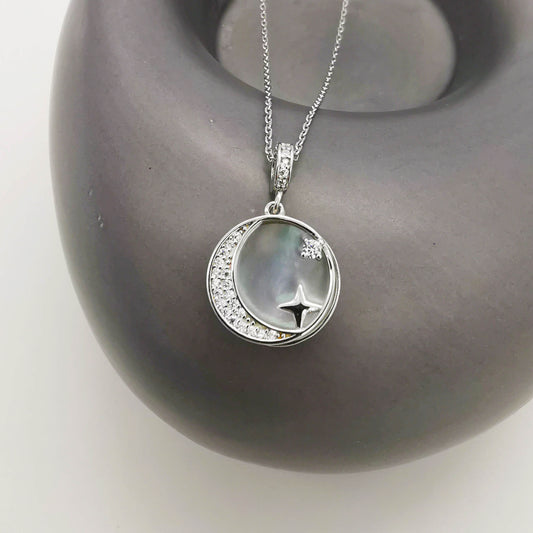 "Celestial Path" Silver Moon & Star Necklace