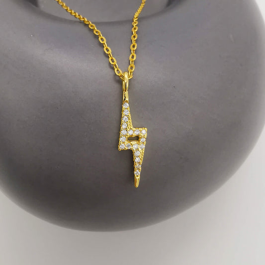 Strike With Strength — Gold Plated Sterling Silver Lightning Bolt Necklace